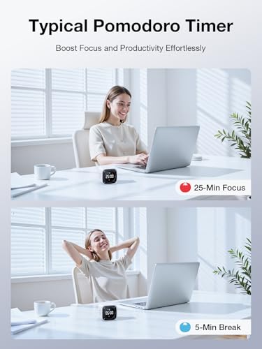 Ticktime TK3 Pomodoro Timer Cube for Focus, Study, Work, Task, ADHD,Kitchen | Real Pomodoro Timer, Quick Flip 5/10/30/60 min Countdown, Custom Timer & Stopwatch, Clear Display, 3 Reminder Options,Clock - color: White