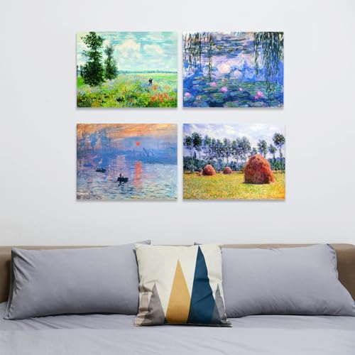 Muzagroo Art DIY Diamond Painting Kits for Adults, 5D Diamond Art Kits for Beginners Paint by Diamond, Monet Diamond Arts and Crafts for Living Room Bedroom 4 PCS Wall Art - color: 12-Monet