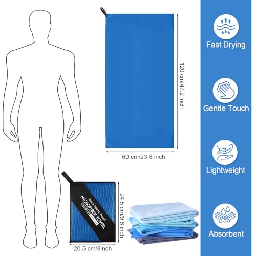 Tudomro 5 Pcs Microfiber Gym Towels Quick Dry Camping Towel for Women Men Gym Sweat Sports Towel for Yoga Tennis Running Swimming Exercise Working Out(Blue,23.6 x 47.2 '') - color: Blue, size: 23.6 x 47.2 ''