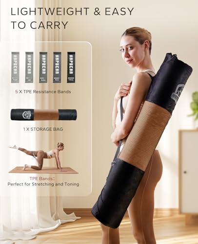 HAPBEAR Large Cork Yoga Mat - 72"x36" Wide Non-Slip for Home Workout, Yoga, Pilates & Stretching - 6mm Cushioned Support & Durable - Carry Bag Included