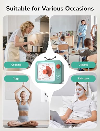LIORQUE Visual Timer for Kids with Pause, 60 Minute Countdown Timer, Green - color: White+green