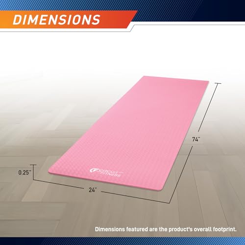 Circuit Fitness by Marcy Non-Slip Multi-Purpose Exercise Yoga Mats with Carrying Strap Multi-Thickness, Multi-Color Options - color: Sakura Pink, size: 1/4-inch