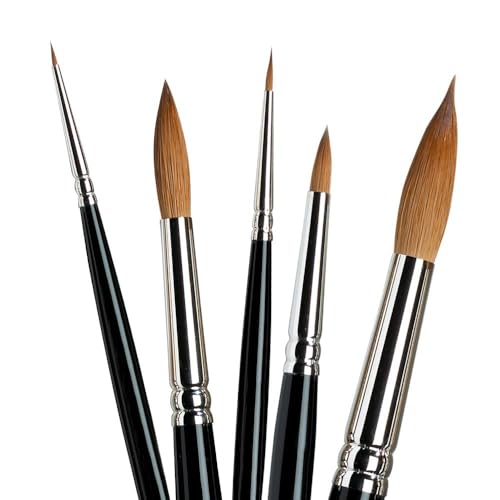Winsor & Newton Series 7 Kolinsky Sable Miniature Watercolor Brush - Short Handle Round #6 | The World's Finest Watercolor Brush, Kolinsky Sable Hair, Rust-proof, Seamless Nickel Plated Ferrules, Hand-Made in England - size: #6, style: Mini Round