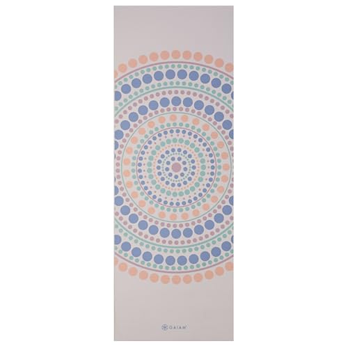 Gaiam Premium Yoga Mat, 6mm Thick Print Mat | Premium 6mm thick cushioning for joint support. Non-slip print design for yoga, Pilates & floor workouts. - color: Rainbow Trance