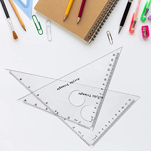 Coopay Large Triangle Ruler Set Square, 30/60 and 45/90 Degrees, Circular Hollow - size: Circular Hollow