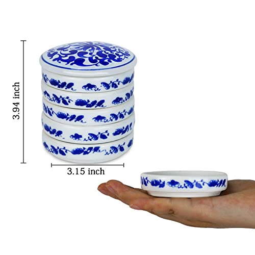 5-Tier Round Porcelain Watercolor Mixing Palette Tray Set | Stackable Design, Smooth Porcelain Surface, Easy Clean, Sauce Dishes