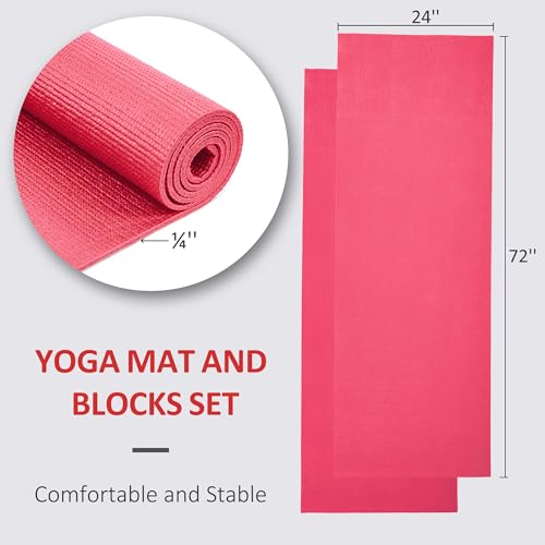 Fitvids All Purpose Thick High Density No Tear Exercise Yoga Mat with Strap & Lightweight Features for Indoor & Outdoor Use - color: Red