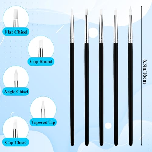 15PCS Silicone Sculpting Tools, Clay Sculpting Tools, Silicone Clay Tool, Modeling Dotting Tool Set with Wooden Handle Ball Stylus for Clays Sculpture, Carving and Shaping