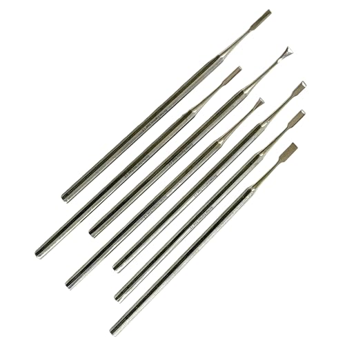 7 Pack Precision Mini Chisel Carving Tools for Detailed Small Crafts Such as Wood Carving, Wax Modeling, Soap Carving, and More - One Piece Construction Stainelss Steel