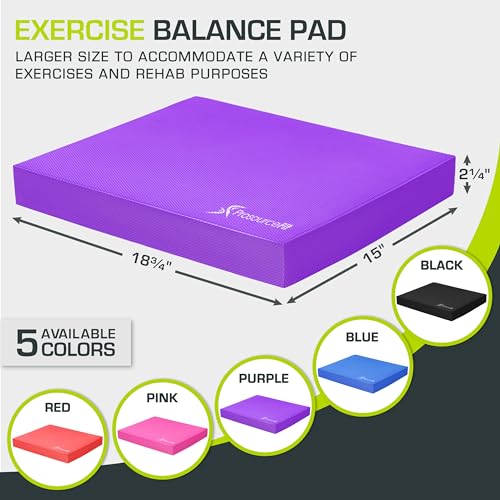 ProsourceFit Exercise Balance Pad – Large Cushioned Non-Slip Foam Mat & Knee Pad for Fitness, Stability Training, Physical Therapy, Yoga 15"x19", Purple