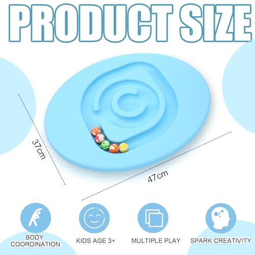 Seenelling Kids Maze Balance Board Sensory Training Toy, Blue, Round | Plastic Wobble Rocker with 5 Mini Balls, Coordination Balance Training for Skate Prep, 18.5x14.57in Size Supports 170lb - color: Blue, style: Round