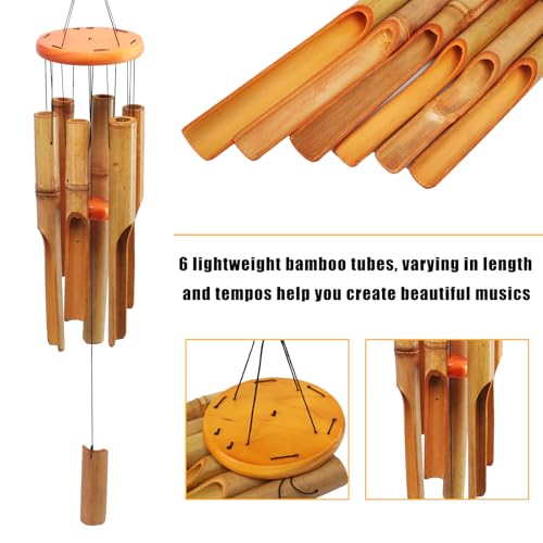 MUMTOP Bamboo Wind Chimes, Deep Tone Wooden Wind Chime Outdoor Garden Decor