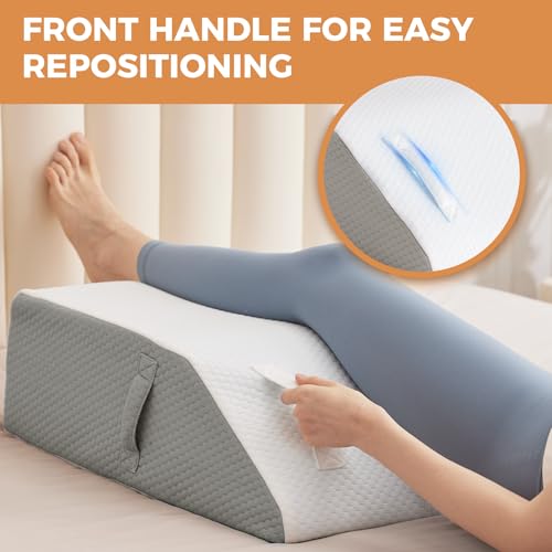 BIEEZZK Leg Elevation Pillow Blood Circulation, 23.6×16.8×8in, White/Grey - color: White/Grey