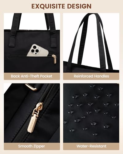 LOVEVOOK Tote Bag for Women, Work Tote with Laptop Compartment for Nurse Travel Commuter, Gym Tote Purse with Yoga Mat Strap