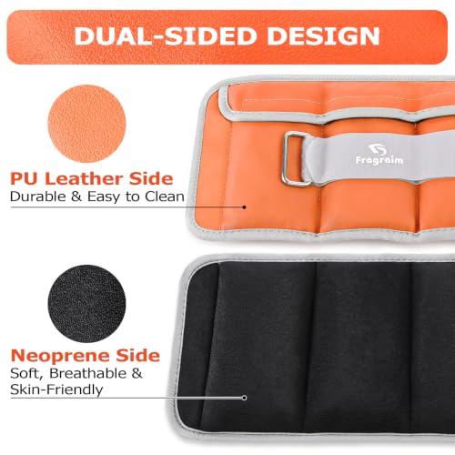 Fragraim Adjustable Ankle Weights for Women and Men, 1 Pair (2–10 lbs) - color: Orange