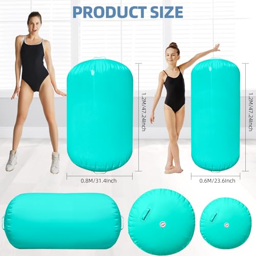 Air Roller Gymnastics, 47.2x23.6"/47.2x31.5" Inflatable Air Tumble Barrel, Back Handspring Training Gymnastics Barrel for Tumbling Cheerleading Yoga Gym with Manual Air Pump Indoor&Outdoor Use - color: Blue, size: 47.2 x 31.5 inches