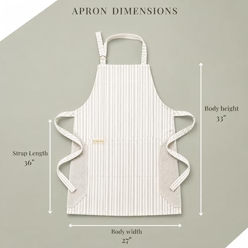 100% Cotton Kitchen Apron with 2 Pockets – Adjustable Chef Apron for Cooking Baking BBQ – Unisex Apron - color: Wipe Grey