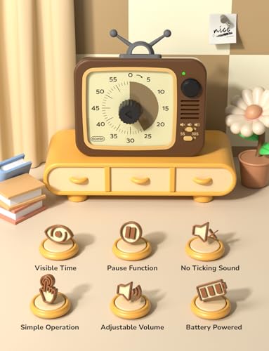 LIORQUE Visual Timer for Kids with Pause, 60 Minute Countdown Timer, Brown - color: Coffee Brown