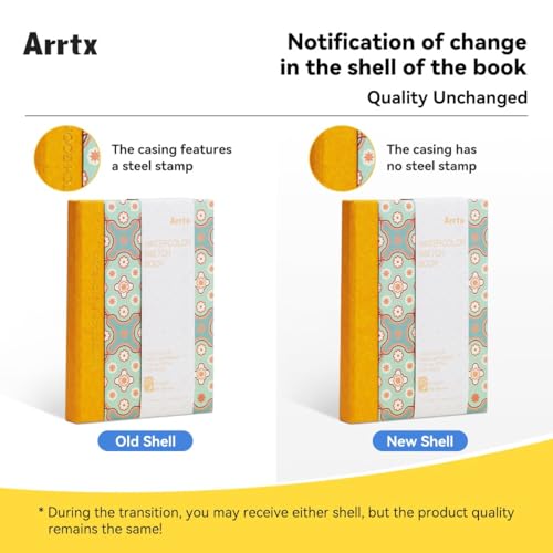 Arrtx 2-Pack Watercolor Sketchbook, 5.35x3.86 Hot Press | 100% Cotton, Acid-Free, 140LB/300GSM, Hardcover, 40 Sheets. Ideal Travel Journal for Artists & Students - size: 2 Pack