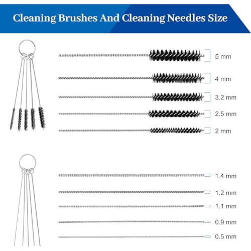 JOYABEST Airbrush Cleaning Kit Pro with 13-Piece Needle Set, Pot & Brushes | Glass pot with holder. 5 brushes & 5 needles. 13 cleaning needles unclog jets & nozzles. Repair tool removes broken tips