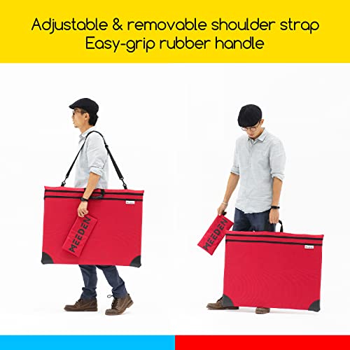 MEEDEN Art Portfolio Bag: 24 X 31 Inch Portfolio Canvas Case - Red | Light Weight Waterproof 600D Oxford Carrying Storage Case with Detachable Shoulder Strap for Canvas, Artwork, Sketching - color: Red, size: 24" X 31"