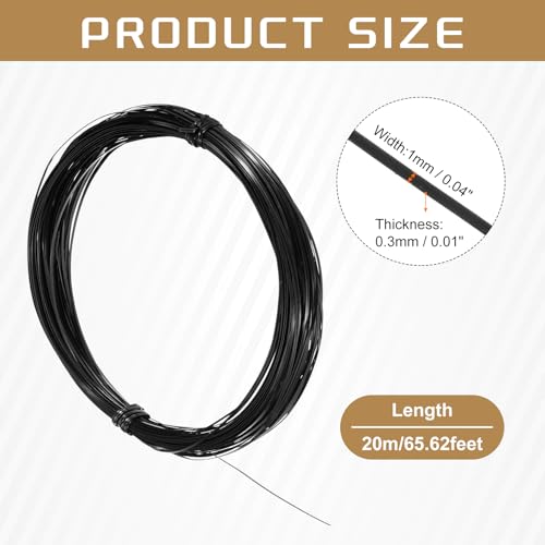 uxcell 1mm Aluminum Craft Flat Wire,66Ft 0.3mm Thickness Bendable Metal Floral Jewelry Beading Armature Wire for Sculpting Armature DIY Jewelry Making, Black - color: Black, size: 66Ft