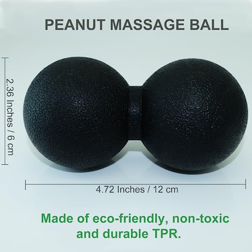 Hard Peanut Massage Ball, Double Lacrosse Massage Ball. Deep Tissue Massage Roller Mobility Ball for Physical Therapy Myofascial Release Muscle Relaxer Acupoint Massage (Black) | Mobility Massager Tool for Deep Tissue Physical Therapy Myofascial Release T