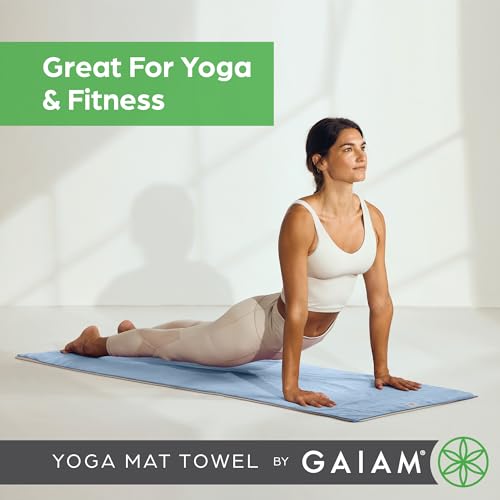 Gaiam Yoga Mat Towel, Non-Slip Microfiber (Black) - color: Skyway, size: 1 Towel