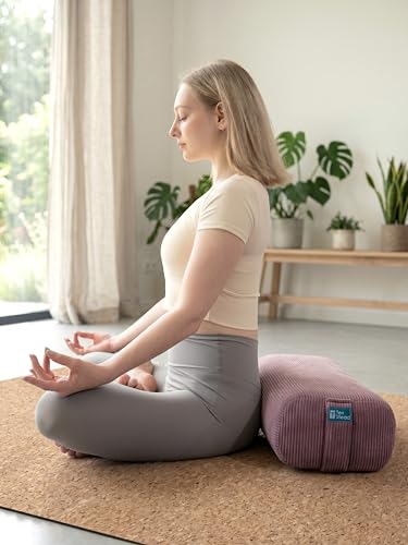 Yoga Bolster Pillow for Meditation and Support - Rectangular Foam Cushion with Removable Corduroy Cover, Machine Washable Suede-like Pillowcase & Convenient Carry Handles for Men Women Purple 1PC - color: Purple