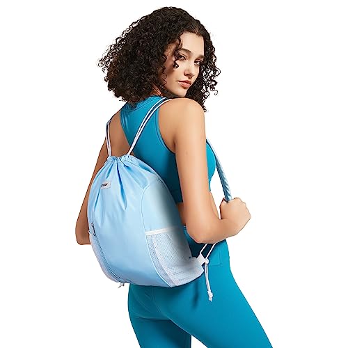 WANDF Drawstring Backpack, Gym String Bag with Shoulder Pad - color: M, Blue, size: Medium