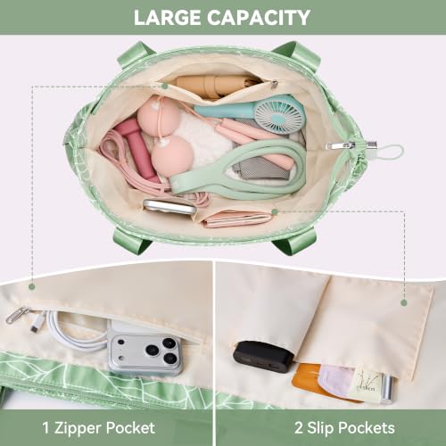 WLLWOO Thick Yoga Mat Bag Women Gym Tote Breathable Mesh Holder Wet Pocket - color: Light Green Leaf