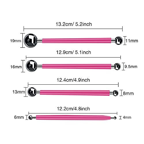 4 x Fondant Cake Decorating Clay Flower Sugarcraft Ball Model DIY Tool 8 Sizes boxs (Pink) - color: Pink