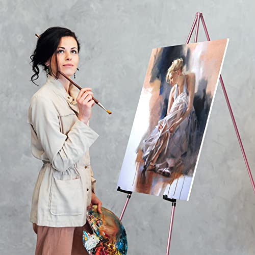 Easel Stand for Display, Aredy 63" Portable Painting Easel, Lightweight Metal Easels for Painting Canvas, Wedding Sign (4 Pack, Pink) - style: 4 pack (PINK)