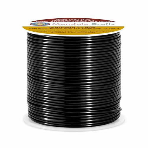 Mandala Crafts 18 Gauge Black Anodized Aluminum Craft Wire, 100 FT | Colored, Flexible, Bendable, for Bonsai, Armature, Sculpting, Wire Wrapping, Jewelry Making, Weather & Tarnish Resistant - color: Black, size: 18 Gauge
