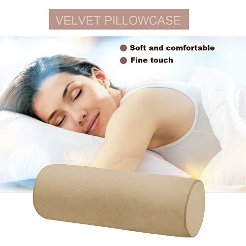 Memory Foam 16x6 Neck Pillow for Sleeping, Neck Pain Relief, Side Back Stomach Sleeper, Car or Office Chair Sofa,Support Pillow with Soft Velvet Pillowcase (Light Coffee) - color: Light Coffee, size: 16X6