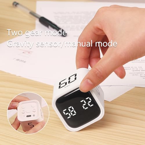 Digital Cube Pomodoro Timer Desk Rechargeable Productivity Timer 5/10/30/60min & Custom Countdown, Vibration & Adjustable Sound Alarm,for Task Work Kitchen ADHD Kids Studying (Black) - color: Black