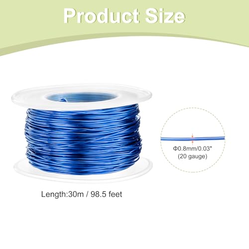 HARFINGTON 20 Gauge Aluminum Craft Wire 0.8mm 98.5ft Flexible Bendable Anodized Metal Jewelry Sculpting Wire for Jewelry Making Modelling Craft DIY, Sapphire Blue - color: Sapphire Blue, size: 30M x 0.8mm