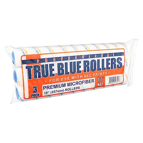 True Blue 18" Professional Paint Roller Covers, 18 Inch, Best for All Types of Painting Surfaces, Refill Bulk Pack (3, 1/2" Nap) - size: 1/2" Nap