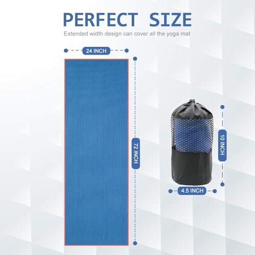 Eunzel 2 Pack Hot Yoga Towel with Grip Dot, Non Slip Yoga Mat Towe Sweat Absorbent Towel for Hot Yoga,Bikram, Pilates and Fitness 72" x 24", Dark Cyan/Steel Blue - color: Dark Cyan/ Steel Blue