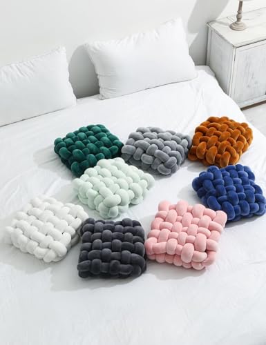 Knot Pillow, Floor Pillows for Meditation, Chair Back Cushions Seat Sofa, Knotted Throw Pillow for Couch, Large Cushions Sitting, Crochet Knot Pillows, White Throw Pillow - color: White, size: 13*12*4.5"