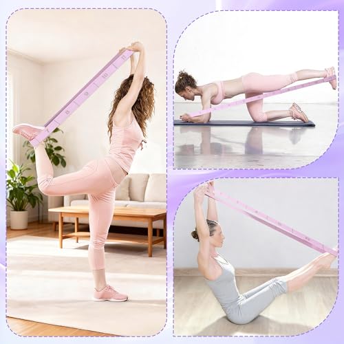 Stretching Strap with 11 Loops, Stretch Out Straps for Physical Therapy, Yoga, Pilates, Ballet, Versatile Stretch Out Strap for Flexibility, Dance & Home Workouts, Full Body Stretching