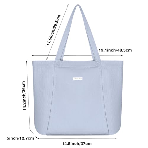 Yoga Mat Bag for Women, Pure Cotton Canvas Yoga Tote with Wet/Dry Pocket, Bottle Holder & Inner Zipper Pocket, Yoga Mat Carrier Bag for Pilates, Gym, Travel, Beach - color: Light blue