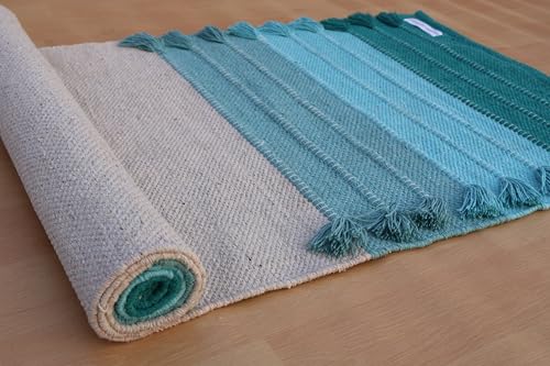 Jaipur Art & Rugs Cotton Yoga Rug - Eco-Friendly Hand-Woven Thick Mat (24”x72”x5mm) for Everyday Fitness at Home - Comfortable & Extra-Long - color: Multicolor 11