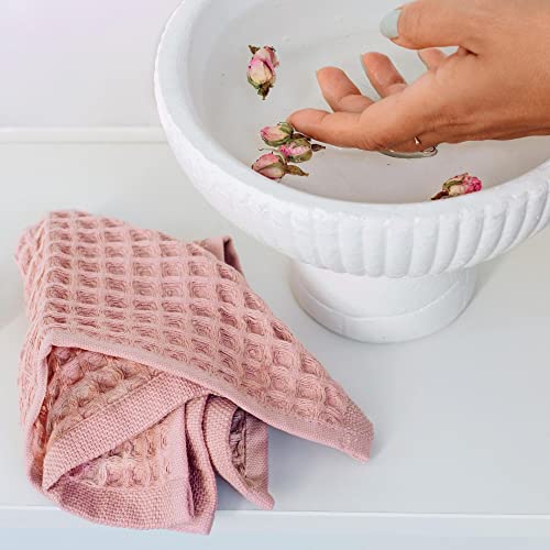 sea me at home Waffle Washcloths Set, 100% Turkish Cotton (Powder Pink) - color: Powder Pink, size: Washcloths Set (4 Pieces)