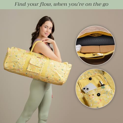 Maison d' Hermine Yoga Mat Duffle Bag Gym Tote Yoga Mat Carry Bag - color: Colmar - Yellow, style: Yoga Mat Tote