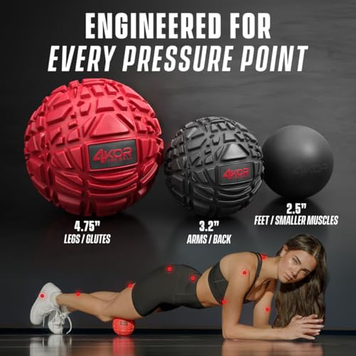 4KOR Massage Balls for Trigger Point Therapy - Myofascial Release Ball - Muscle Relief for Back, Neck, Shoulder, Foot Pain - Fitness Massage Balls for Mobility - Deep Tissue Release Ball - style: Ball Set