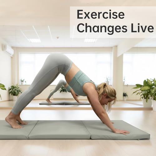 Foldable Yoga Mat, 2" Fitness Mats, Extra Thick & Non-Slip - color: Grey