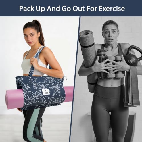 IwIeIaIrI Yoga Tote Mat Bag Carrier for Women with Mat Holder | Yoga Mat Bag Gym with Zipper Pocket, Polyester Material, Fits Workout Supplies. Great Yoga Accessory Gift - color: Blue
