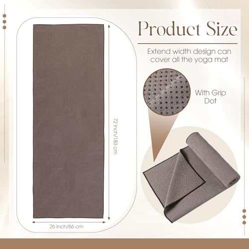 Hahafelt 3 Pack Hot Yoga Towel Non Slip 72" x 26" Extra Large Microfiber Yoga Mat Towel with Grip Dot Absorbent Sweat Anti-Slip Mat Cover for Pilates Fitness(Beige Dark Gray Coffee) - color: Beige Dark Gray Coffee
