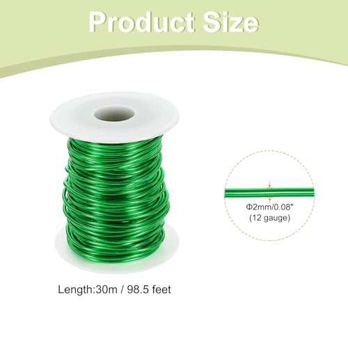 HARFINGTON 12 Gauge Aluminum Craft Wire 2.0mm 98.5ft Flexible Bendable Anodized Metal Jewelry Sculpting Wire for Jewelry Making Modelling Craft DIY, Green - color: Green, size: 98.5ft x 2.0mm